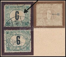 O 1909 Feketeszámú Portó 6f Vékony Szárral, Ritka! + Támpéldány / Mi Postage Due 21Y With Plate Variety - Andere & Zonder Classificatie