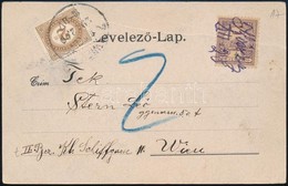 1900 Képeslap Turul 4f Bélyeggel Kézi érvénytelenítéssel Bécsbe, Portózva / Postcard With 4f Franking And Handwritten Ca - Andere & Zonder Classificatie