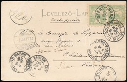 1900 Képeslap 5f Pár Bérmentesítéssel Franciaországba, Majd Továbbítva Svájcba / Postcard With 5kr Pair Franking To Fran - Andere & Zonder Classificatie