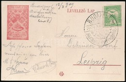 1909 MAGYAR ORSZ. BÉLYEGKIÁLLÍTÁS Képeslap Alkalmi Bélyegzéssel Lipcsébe / Postcard With Stamp Exposition Special Concel - Andere & Zonder Classificatie