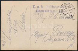 1918 Tábori Posta Képeslap / Field Postcard 'K.u.k. Luftfahrtruppen Fliegerkompagnie No.30.' + 'FP 470' - Andere & Zonder Classificatie
