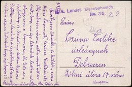 1918 Tábori Posta Képeslap Romániából / Field Postcard From Romania 'K.k. Landst. Eisenbahnsich...' + '1071 A' - Andere & Zonder Classificatie