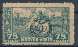 * Debrecen II. 1920 75f Közönséges Papíron Fordított Felülnyomással / Mi 91x With Inverted Overprint. Signed: Bodor - Other & Unclassified