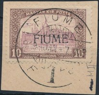 Fiume 1918 Parlament 10K Kivágáson, Gépi Felülnyomással (450.000) / Mi 25 With Machine Overprint. Signed: Bodor - Andere & Zonder Classificatie