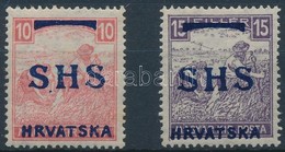 * SHS 1918 Fehérszámú Arató 10f, 15f (472.000) / Yugoslavia Mi 59-60 Signed Bodor - Andere & Zonder Classificatie