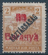 (*) Baranya I. 1919 Arató/Köztársaság 20f Vörös Felülnyomással Próbanyomat, Garancia Nélkül (**30.000) - Other & Unclassified