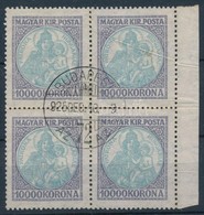 O 1925 Koronás Madonna 10.000 K ívszéli Négyestömb Papírránccal - Andere & Zonder Classificatie