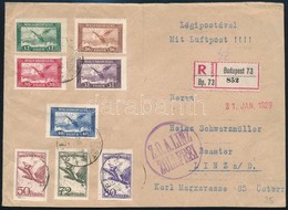 1929 Ajánlott Légi Levél Repülő értékekkel Ausztriába / Registered Airmail Cover To Linz - Other & Unclassified