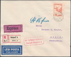 1930 Expressz Ajánlott Légi Levél Németországba / Registered Express Airmail Cover To Germany - Andere & Zonder Classificatie