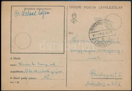 1940 Tábori Posta Levelezőlap UNGVÁR-NYÍREGYHÁZA-BUDAPEST 19 Mozgóposta Bélyegzéssel - Other & Unclassified