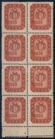 ** 1946 Milpengős 30.000 MP 8-as Tömb Kettős Fogazással, Az értékszámok Jelentős Eltolódással / Mi 914 Block Of 8 With S - Other & Unclassified