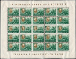 ** 1947 Roosevelt Sor 25-ös Teljes ívekben (300.000) ( Kisebb Hibák, Az ívek Sarkán Gyűrődés ) / Mi. 985-992 Sheets Of 2 - Andere & Zonder Classificatie