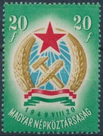 ** 1949 Alkotmány 20f Vízjel Nélkül, Vonal A 9 Alatt - Other & Unclassified