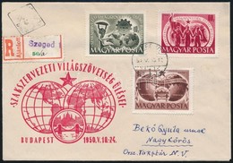 1950 Szakszervezet IV. Ajánlott FDC Szükségragjeggyel, Kiegészítő  Bérmentesítés A Boríték Hátoldalán - Other & Unclassified