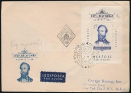 1954 Jókai Blokk FDC Légipostával Az Egyesült Államokba - Other & Unclassified