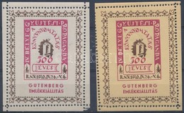 ** 1940/8aa + 8ba IV. Bélyeggyűjtési Propaganda - 2 Db Gutenberg Emlékblokk (20.000) (mindkét Darab Sérült) - Other & Unclassified