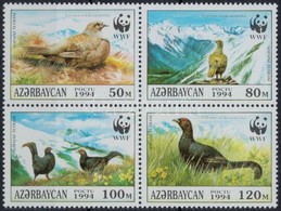 ** 1994 WWF Kaukázusi Nyírfajd Sor 4 FDC-n + Négyestömb Mi 161-164 - Andere & Zonder Classificatie