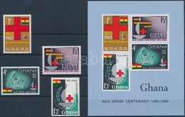 ** 1963 100 éves A Nemzetközi Vöröskereszt Sor Mi 145-148 + Vágott Blokk 8 - Other & Unclassified