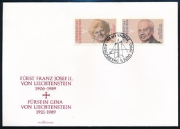 1990 II. Ferenc József Herceg és Gina Hercegnő Halála Sor Mi 988-989 FDC-n - Andere & Zonder Classificatie