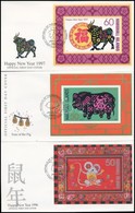 1995-1997 Kínai újév 3 Klf Blokk 3 FDC-n Mi 12 + 15 + 17 - Other & Unclassified