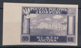 (*) Lengyel Hadtest / Polish Corps 1946 55gr Színtévnyomat Kék  Helyett Ibolya Színben, ívszéli Vágott / Colour Error, V - Other & Unclassified