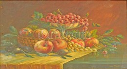 Baky Albert (1868-1944): Gyümölcscsendélet. Olaj, Karton, üvegezett Keretben, 38×42 Cm - Andere & Zonder Classificatie