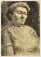 Barcsay Jelzéssel: Női Portré. Szén, Papír, 60×40 Cm - Andere & Zonder Classificatie