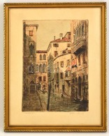 Paulovits Pál (1892-1975): Venezia. Színezett Rézkarc, Papír, Jelzett, üvegezett Keretben, 34×29 Cm - Other & Unclassified