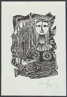 Kovács Csilla(?-?) : Ex Libris, Linó, Papír, Jelzett, 10x7cm - Andere & Zonder Classificatie