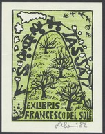 Leboroni, Maria Elisa (?- ): Ex Libris Francesco Del Sole, Fametszet, Papír, Jelzett, 10,5×8 Cm - Andere & Zonder Classificatie