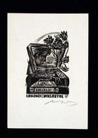 Nagy Lázár László (1935-): Ex Libris, Losonci Miklós Emléklap. Fametszet, Papír, Jelzett, 10×9 Cm - Andere & Zonder Classificatie