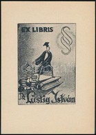 Jelzés Nélkül: Humoros Jogi Ex Libris Dr Lustig István. Klisé, Papír, 7,5×5,5 Cm - Andere & Zonder Classificatie