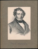 Robert Stephenson Portréja, Kőnyomat, Paszpartuban, 19×13 Cm - Prints & Engravings