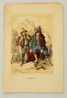 Cca 1850 Calabriai Népviseletet ábrázoló Színes Litográfia /  Calabrian Folkwear Italy Lithographic Illustration 16x24 C - Prenten & Gravure