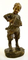 Jose Cardona  (1878-1923): Harmonikás Fiú. Bronz Szobor. Jelzett (LV Bronze Garanti), M:30 Cm / Jose Cardona  (1878-1923 - Otros & Sin Clasificación