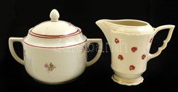 Zsolnay Virágmintás Porcelán Cukortartó és Kiöntő, Matricás, Jelzett, Hibátlan, 2 Db - Other & Unclassified