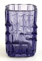 Vladislav Urban Lila üveg Váza, Jelzés Nélkül Alján Apró Lepattanással, M: 14 Cm - Glass & Crystal