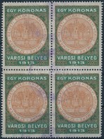 1913 Szatmárnémeti Városi Illetékbélyeg 1K 4-es Tömbben (80.000) - Zonder Classificatie