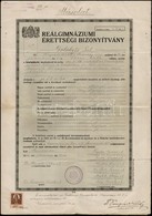 Kaposvár 1933 Reálgimnáziumi Bizonyítvány - Zonder Classificatie