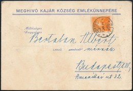 1937 Meghívó Kajár Község Fennállásának Kilencszázadik évfordulójának Emlékünnepére - Zonder Classificatie