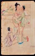 Cca 1900 Japán Színezett Pornográf Nyomatok Kihajtható Albumban, Kissé Foltos 18,5x12 Cm / Vintage Japanese Pornographic - Zonder Classificatie