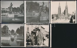 1930-1935 Szeged, Városi életképek, 5 Db Fotó, 6x6 Cm - Other & Unclassified