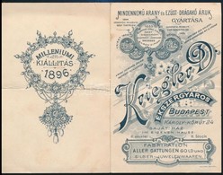 1896 Kriegler D. ékszergyáros Reklámos Képes, Kihajtható Levelezőlap, Hátoldalán Milleniumi Kiállítás Felirattal, 14x9 C - Advertising