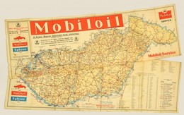 1939 Mobiloil Magyarország Autóstérkép A Benzinkutakkal és Hátoldalt Hirdetésekkel - Andere & Zonder Classificatie