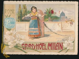 Cca 1890 Grand Hotel Milan Képes Füzet Lito Borítóval / Picture Booklet With Litho Cover - Zonder Classificatie