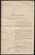 1900 Debrecen. A Városi Tanács Szabályrendelete Vásárok és Nyílt Piacok Tartása Tárgyában. 10p. - Zonder Classificatie