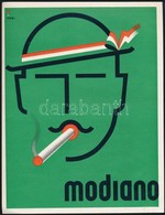 1934 Irsai István (1896-1968): Modiano Cigaretta Reklám Kisplakát, 22x17 Cm - Andere & Zonder Classificatie
