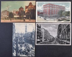 ** * 4 Db RÉGI Német Városképes Lap / 4 Pre-1945 German Town-view Postcards; Hamburg, München, Dresden, Stuttgart - Unclassified