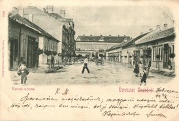 T2 1899 Békéscsaba, Csaba; Vasút Utca, Bille és Berger üzlete, Novák László Sírkőraktára - Zonder Classificatie