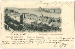 T4 1897 (Vorläufer!) Budapest I. Vár, Háttérben A Margitsziget és A Parlament, Országház (vágott / Cut) - Zonder Classificatie